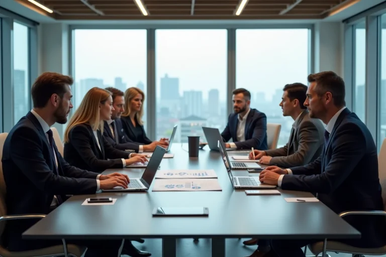 Groupe de professionnels en réunion de travail
