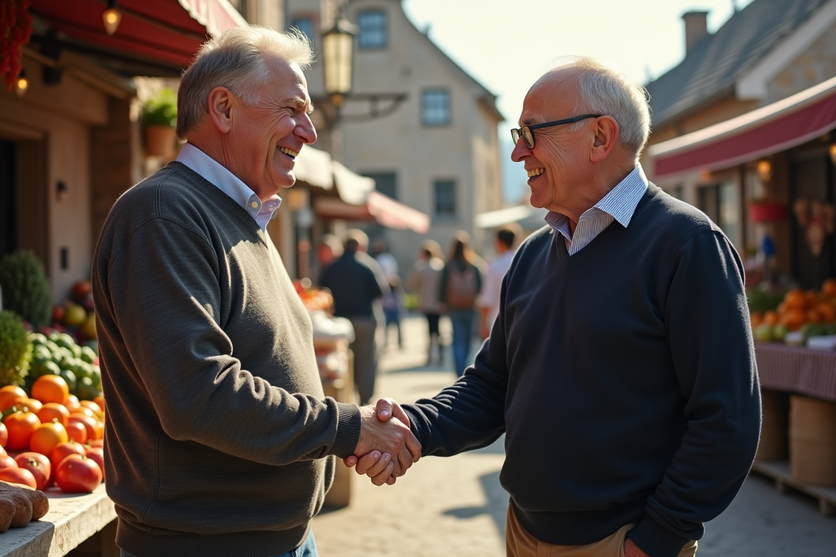 Homme senior serre la main d